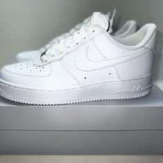 Nike Air Force 1 '07 'Triple White' Sz6 Brand New With Box Shoes Air Force 1s White, Af1s White, Triple White Air Force 1, Nike Air Force 2 White Adult, White Synthetic Mid-top Nike Air Force 1, White Nikes, Air Force 1, Nike Air Force, Nike Men