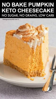 no bake pumpkin keto cheesecake with no sugar, no grains, low carb