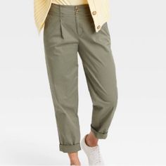 High -Rise Tapered Chino Pants Update Your Collection Of Bottoms Lightweight Fabric With Added Spandex For Stretchy All -Day Comfort Taper With A Casual Fit For Easygoing Style High-Rise Waist With Belt Loops, Fly Hook And Zipper Closure Front Packets Add Utility Length:30 In Color Olive Size 2 High Wasted Pants, Dark Wash Jeans Women, Tapered Chinos, Blue Mom Jeans, High Rise Bootcut Jeans, Tapered Leg Jeans, Light Jeans, Jean Belts, Carpenter Jeans