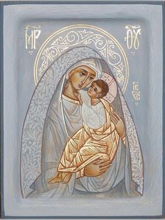 an icon of the virgin mary and child jesus