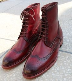 Burgundy Leather Ankle High Lace up Wingtip Dress Handmade Boot on Storenvy Elegant Lace-up Boots For Semi-formal Occasions, Fitted Snip Toe Leather Shoes For Galas, Fitted Wingtip Leather Shoes For Fall, Fitted Leather Shoes With Snip Toe And Leather Lining, Fitted Leather Lace-up Shoes With Leather Lining, Fitted Leather Boots For Semi-formal Occasions, Fitted Leather Shoes With Round Toe For Galas, Formal Lace-up Boots With Leather Lining And Snip Toe, Formal Lace-up Boots With Brogue Detailing And Snip Toe