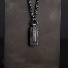 Men's Necklace Elegant Brutalist Pendant Handmade in Sterling Silver Japanese Philosophy, Georgetown Tx, Oxidized Necklace, Necklace Elegant, Brutalism, Men's Necklace, Pendant Design, Oxidized Sterling Silver, Handmade Pendants