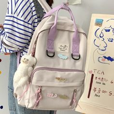 Japanese Backpack, Cute School Bags, Aesthetic Backpack, Kawaii Backpack, Aesthetic Bags, Japanese Kawaii, Cleaning Toys, Accessories Bags Shoes, Bear Pendant