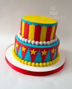 a circus themed cake with stars and stripes