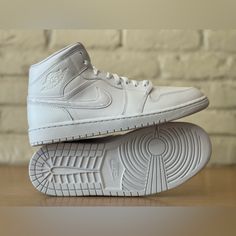 Nike Air Jordan 1 Mid Retro Classic Triple White Fq1926-161 Women 11.5/Men 10 Classic High-top Jordan Shoes, Nike Air Force 1 Classic High-top Cushioned, Classic White High-top Nike Air Force 1, Classic Nike Air Force 1 High-top With Cushioned Footbed, Classic High-top Nike Air Force 1 With White Sole, White High-top Nike Air Force 1 With Cushioned Footbed, Nike White Mid-top Jordan Shoes, Classic Jordan Shoes With Lace-up And White Sole, Classic White High-top Sneakers With Cushioned Footbed