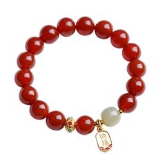 PRICES MAY VARY. Natural Red Agate material: The exquisite bracelet showcases agate material with unique nature red, carrying beautiful blessings and a meaning of happiness. Size and Package: Each bracelet is handcrafted by experienced craftsmen to ensure the perfect presentation of quality and details.Beads size:8mm.Chain size: fits 5" - 6.7" wrist,This bracelet is elasticated extension.Each bracelet comes with an exquisite gift box, suitable for personal use as a gift. Application: Perfect for Meaning Of Happiness, Red Agate Jewelry With 108 Beads, Elegant Red Agate Bracelets, Adjustable Red Agate Beaded Bracelet, Spiritual Red Agate Bracelets, Red Agate Beaded Bracelet For Meditation, Beautiful Meaning, Bracelet Fashion, Bracelet Women