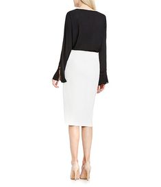 Vince Camuto Ponte Pencil Midi Skirt | Dillard's Sleek Pencil Mini Skirt For Spring, Sleek Pencil Skirt For Spring Night Out, Sleek Spring Lined Pencil Skirt, Sleek Lined Pencil Skirt For Spring, Sleek Spring Pencil Skirt With Lining, Sleek Spring Pencil Skirt, Midi Length, Chic Elastane Mini Skirt, Modern Asymmetrical Pencil Skirt For Work, Modern Asymmetrical Pencil Skirt For Workwear