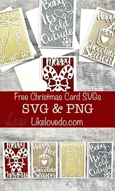 christmas card svg and png cut files