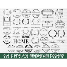 svt and png monogramm designs for home decor, including wreaths