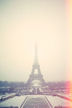 the eiffel tower in paris, france during winter