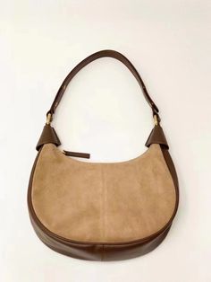 Leather Shoulder Bag woyaza Luxury Suede Shoulder Bag With Metal Hardware, Chic Suede Bag With Metal Hardware, Elegant Brown Hobo Bag With Suede Lining, Brown Suede Shoulder Bag For Work, Leather Bags With Metal Hardware And Round Handle, Modern Leather Hobo Bag With Suede Lining, Brown Leather Hobo Bag With Metal Hardware, Brown Hobo Bag With Metal Hardware For Everyday, Chic Leather Hobo Bag With Suede Lining