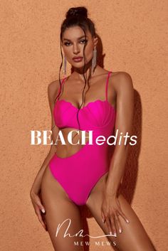 Codi Cutout One Piece Swimsuit In Hot Pink Summer Poolside One Piece With Built-in Bra, Summer Beach Party Swimwear With Built-in Bra, Trendy Swimwear With Built-in Bra For Beach Season, Trendy Strapless Swimwear For Beach Season, Trendy Swimwear With Built-in Bra For Sunbathing, Beach Party One Piece With Lined Body, Swimwear With Built-in Bra For Summer Beach, Beach Season One Piece With Lined Body For Poolside, Lined One Piece For Poolside And Beach Season