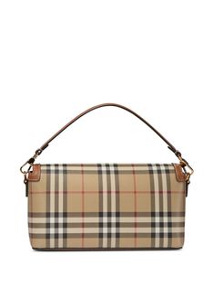 Find BURBERRY Vintage Check Logo-plaque Shoulder Bag on Editorialist. This Burberry shoulder bag is crafted from calf leather in the iconic Vintage Check pattern. The bag features a gold-tone logo plaque, a foldover top with a magnetic fastening, and an adjustable detachable shoulder strap. It also has a single top handle and an internal logo patch. Luxury Square Baguette Bag For Travel, Designer Square Baguette Bag For Travel, Luxury Brown Rectangular Baguette Bag, Luxury Square Clutch For Everyday, Luxury Baguette Bag For Travel, Luxury Travel Baguette Bag, Luxury Rectangular Baguette Bag For Travel, Luxury Brown Square Baguette Bag, Luxury Everyday Baguette Bag