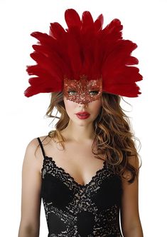 PRICES MAY VARY. Matching: This feather mask headwear comes in multiple colors to choose from, which can meet your matching needs. Material: This Showgirl accessory is 100% hand dyed rooster cocktail feathers with an elastic band on the headband, perfect for your head shape. Feather headgear and mask can be separated and paired according to personal preferences. Occasion: Perfect for formal events, singles parties, carnivals, art deco parties, Halloween, carnivals, Independence Day, and any othe Costume Eye Mask For Party And Cosplay Events, Masquerade Eye Mask For Cosplay Events, Carnival Cosplay Eye Mask, Cosplay Events Eye Mask For Masquerade Costume, Cosplay Events Masquerade Eye Mask, Cosplay Party Costume Accessories: Eye Mask, Fantasy Masks For Cosplay Carnival, Cosplay Eye Mask Costume Accessories For Party, Red Costume Accessories For Carnival