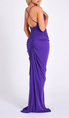 This stunning maxi dress is perfect for a special occasion. The amethyst-colored fabric is adorned with beautiful flowers, and the plunging neckline is both sexy and elegant. The flowing skirt is sure to make you feel like a goddess. Gentle Dry Clean Only Colour may vary due to lighting on images. The product images (without model) are closest to the true colour of the product.Item runs true to size chart and is cut to suit our size chart. Please refer to our size chart for the best fit. Do not Sleeveless Lavender Maxi Dress For Prom, Purple Fitted V-neck Gown, Elegant Purple V-neck Gown, Purple Floor-length Maxi Dress For Prom, Purple Sleeveless Maxi Dress For Prom, Purple Sleeveless Maxi Dress For Prom Season, Purple Maxi Dress For Prom Season, Purple Fitted Backless Maxi Dress, Fitted Purple Backless Maxi Dress