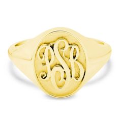 Raised Monogram Signet Ring for Women Wood Wedding Ring Mens, Mens Initial Ring, Interlocking Monogram, Solitaire Engagement Ring Settings, Wood Wedding Ring, Script Initial, Staghead Designs, Signet Ring Men, Monogram Ring