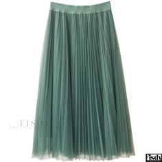 Fisdy - Triple Layered Mesh A-Line Skirt with Pleats Organza Midi Skirt, Mesh Midi Skirt, Outfit Style Ideas, Neck Bodycon Dress, Hem Skirt, Patchwork Dress, Daily Dress, Skirt Type, Long Sleeve Shirt Dress