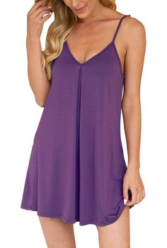 PRICES MAY VARY. AUHEGN women's chemise sleepshirts are made of high quality fabric, lightweight, breathable, stretchy, super soft and comfy enough for every day Deep v-neck, adjustable spaghetti straps, a-line, loose fit, knee length, camisole dress, make you sexy, elegant and attractive Nightshirt sleepwear comes with a pleasantly roomy fit, it accommodates almost all body shapes and sizes. Knee length sleep shirt that can be worn as an under dress Casual loose fitted and simple but fashion. T Summer V-neck Camisole For Lounging, Casual V-neck Slip Dress For Sleep, Stretch Summer Sleepwear For Sleepovers, Stretch Sleepwear For Summer Sleepover, V-neck Summer Sleepwear For Bedtime, V-neck Summer Sleepwear, Spring V-neck Camisole For Bedtime, Summer V-neck Sleepwear, Stretch V-neck Camisole For Sleep