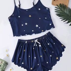 Cute Spaghetti Strap Top And Matching Shorts, Elastic Waist, Well Detail, Medium, Large And Extra-Large Available Elegant Bodysuit, Two Piece Shorts Set, Lace Playsuit, Cute Pjs, Cute Sleepwear, Cute Pajama Sets, Cute Pajamas, 2 Piece Swimsuits, Cami Crop Top