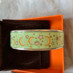 Authentic Herms Bracelet With Box And Dust Bag Included. Rarely Worn But Has Minor Scratches On Silver Trim But Enamel Flawless. I Would Be Interested In A Trade For A Clic Clac H Bracelet. Celestial Bracelet, H Bracelet, Hermes Bracelet, Hermes Jewelry, Star And Moon, Wide Bracelet, Enamel Jewelry, Stars And Moon, Womens Jewelry Bracelets