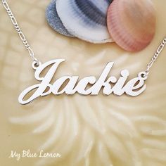 Order any word or name, for your new Sterling Silver 925 Jackie style name necklace!A great gift for any occasion!*Nameplate and chain are all solid sterling silver 925.*Larger nameplate is 1.4 cm tall (0.6 inches)*Nameplate is 1.2 mm thick.*This listing is for one (1) name with one (1) capital letter.*Choose your chain length and style from the menus above!*Be sure to tell me the name or word that you would like in the NOTE TO SELLER section of your etsy checkout!If you liked this item you can Silver Sterling Silver Letter Name Necklace, Silver Sterling Silver Letter Necklace, Custom Name Silver Necklace In Letter Shape, Silver Custom Name Necklace In Letter Shape, Silver Initials Nameplate Custom Necklace, Customized Silver Letter Name Necklace, Custom Name Silver Letter Necklace, Silver Letter Necklace With Custom Name, Silver Sterling Silver Name Necklace With Initials