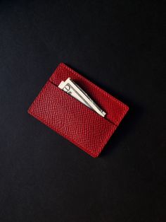 Handstiched mini wallet for a card or two with a small coin pouch. Minimalist and small to fit in a pocket. Beautiful gift for anyone for any occasion. Red Rfid Blocking Card Holder For Business, Red Leather Business Card Holder, Red Leather Card Holder With Interior Slots, Classic Red Leather Coin Purse, Modern Red Card Holder With Card Slots, Elegant Red Leather Card Holder, Red Leather Card Holder With Coin Pocket, Red Business Wallet With Card Slots, Red Leather Everyday Card Holder