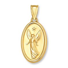 This elegant 14K yellow gold oval-shaped charm features a comforting guardian angel with a prayer engraved on the reverse side. (Chain sold separately.) Jewelry Questions, Wife Jewelry, Gold Stock, Angel Charm, Jewelry Advice, Faith Jewelry, Gold Angel, Jared The Galleria Of Jewelry, Jewelry Charms Pendants