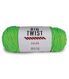 a ball of green yarn with the words, big twist value