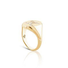 Design Made for the pinky, our Mini Chilla Ring features an oval shaped pure gold ring with a diamond single letter monogram. Details & Dimensions - 0.30 carats - Face of ring measures 13mm high x 10mm wide- Recommended to wear on the pinky finger- Larger sizes available upon request. Please contact concierge@carbonandhyde.com for special size inquiries Luxury White Gold Signet Ring With Single Diamond, Diamond Monogram Initial Ring For Promise, Oval Diamond Signet Ring In White Gold, Oval White Gold Diamond Signet Ring, Luxury White Gold Initial Ring, Anniversary Diamond Rings With Monogram, Monogram Diamond Rings Fine Jewelry, Timeless Diamond Initial Ring With Polished Finish, Luxury Single Diamond Signet Ring