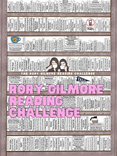 a poster with the words reading challenge written in pink and black on it, along with an image of two women hugging each other