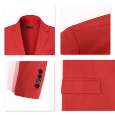 [Size Chart] [Material & Care] 70% Polyester +?30% Cotton Four season weight; Machine wash cold separately / warm iron / hang dry. [Style & Design] One-button closure, Long sleeves,Two front flap pockets.Single welt pocket at left chest is only for design.Tailored-fit sport coat featuring dual side vents, notched lapel and little shiny fabric makes you standout among the crowds. [Package] 1*Blazer Tailored Solid Outerwear With Pockets, Red Formal Outerwear With Welt Pockets, Red Single Breasted Outerwear With Suit Collar, Office Red Blazer With Pockets, Red Single-breasted Outerwear With Suit Collar, Red Office Blazer With Pockets, Red Blazer With Button Closure And Lapel Collar, Red Blazer With Suit Collar Buttons, Red Fall Blazer With Welt Pockets