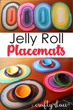 jelly roll placemats with the words jelly roll placemats on top and below