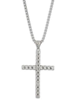 A textured cross pendant is suspended from this slender chain necklace to show a display of faith in everyday ensembles. 26" length Stainless steel or stainless steel/goldtone plate
 Imported Nickel-free Stainless Steel Cross Jewelry, Adjustable Nickel-free Cross Pendant Necklace, Adjustable Nickel-free Cross Pendant Jewelry, Tumi Luggage, Nickel-free Stainless Steel Cross Pendant Necklace, Nickel-free Spiritual Cross Pendant, Mens Crosses, Mens Accessories Jewelry, How To Make Shoes