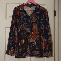 Ovs Italian Size 48 Beautiful Blouse Vibrant And Colorful Tell Me How Many People Own This Blouse In The United States Is A Unique Piece For A Unique Woman With The European Prestige. Blue Long Sleeve Blouse With Vibrant Print, Multicolor Long Sleeve Blouse With Paisley Print, Chic Blue Blouse With Vibrant Print, Blue Blouse With Vibrant Print For Fall, Pleated Sleeves Blouse, Flowy Black Dress, Versace Print, Coral Blouse, White Long Sleeves