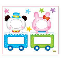 an image of two children's wall decals in the shape of animals on train