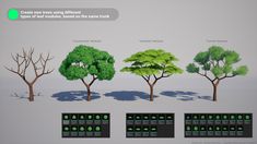 trees are shown in different stages of growth