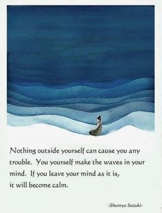 an image of a person sitting in the snow with a quote on it that says nothing outside yourself can cause you any trouble