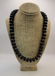 NAPIER Vintage Black Plastic Beaded Necklace - Lovely Versatile Necklace with Black and Gold Tone Beads - Gift for Mom - Work Jewelry-K#1149 - Black plastic and gold tone costume metal beads - 24 inch necklace  - 1/2" width of black beads - Signed on rear of clasp - Clean and in good condition Designer Costume Jewelry, Long Necklaces, Work Jewelry, Multi Strand Necklace, Plastic Beads, Black Plastic, Metal Beads, Black Beads, Chain Styles