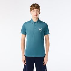 A new take on the iconic sporty polo, made for the Miami Open. In rip-resistant fabric with Ultra-Dry technology and UV50 protection. Blending Lacoste elegance with sporting expertise. Lacoste Golf Shirt, Miami Open, Blue Sporty Polo Shirt With 4-way Stretch, Lacoste Polo, Blue Moisture-wicking Short Sleeve Polo Shirt, Us Man, 2024 Collection, Mens Polo, Blending