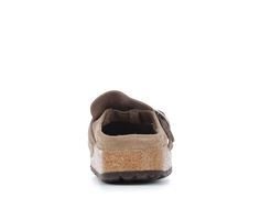 The Buckley is a semi-open moccasin-style clog that’s instantly recognizable as an authentic Birkenstock original thanks to its exposed cork footbed. The upper is made from soft suede leather. Suede or leather upper with leather lined footbed, Easy slip-on entry with decorative buckle, Square moc toe with stitching details, Cork latex footbed and durable EVA outsole, Narrow width for this style is equal to a US Medium and Medium width is equal to a US Wide width, If you are between sizes, we sug Round Toe Clogs With Removable Insole, Closed Toe Cork Clogs With Leather Footbed, Cork Clogs With Cushioned Footbed, Slip-on, Cork Clogs With Cushioned Footbed, Cork Clogs With Removable Insole And Round Toe, Cork Clogs With Removable Insole, Casual Brown Cork Clogs, Closed Toe Cork Clogs With Removable Insole, Cork Clogs With Removable Insole, Slip-on