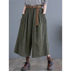 Aesthetic Clothing Stores, Cropped Wide Leg Pants, Corset Bustier, Off Shoulder Fashion, Pants Casual, Fur Fashion, Type Of Pants, Green And Khaki, Corduroy Pants