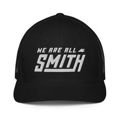 Closed-back black We Are All Smith trucker cap  WE ARE ALL SMITH: Men's Jewelry & Clothing. Default Title Iconic Y2k, Visible Stitching, Beach Hat, Fashion World, Y2k Fashion, Casual Fits, Trucker Cap, Timeless Style, Elastic Band