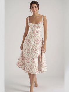 Olivia Mark - Chic Floral Pattern Camisole Dress Set Prettiest Dresses, Folklore Dress, Purple And White Flowers, Summer Spaghetti, Floral Corset, Floral Slip Dress, Dress Flowy, Summer Fashion Dresses, Camisole Dress