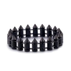 Gunner II Bracelet - Bijoux Royal Gunmetal Link Bracelets, Gold Metal Punk Bracelet, Punk Black Bracelet, Black Rivet Rocker Bracelets, Military Bracelet, Shape Patterns, Ring Bracelet, One Size Fits All, Black Silver