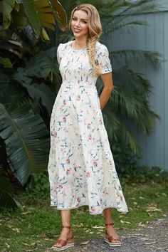 Round Neck Short Sleeves Floral Maxi Dress Solid Maxi Dress, Floral Chiffon Maxi Dress, White Lace Maxi Dress, Orange Retro, Print Chiffon Dress, Polka Dot Maxi Dresses, Tie Maxi Dress, Chiffon Floral, Chiffon Midi Dress