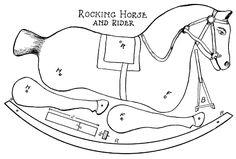 a drawing of a rocking horse and rider