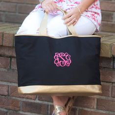 Made to stand out, the versatile Cabana Tote can be used as an everyday essential or on a girls trip to the beach!  Spacious and stylish, it's perfect for bridesmaids, graduates, or something special for yourself. Coordinating cosmetic bag here --> https://www.etsy.com/listing/593931287/ Price includes personalization of your choice.  You can have a single initial, monogram, or name embroidered on the bag - whatever you wish!  With over 40 thread colors and 30 font options, you can make this item truly your own. For other items in the collection (such as the cosmetic bag in the second photo), type "Cabana" into the search bar of my shop, or click here -> https://www.etsy.com/listing/593931287 Please let me know all the specifics for your order in the Notes to Seller section when you check Monogram Beach Bag, Personalized Beach Bags, Monogram Cosmetic Bag, Elizabeth Smith, Monogram Tote Bags, Vegan Leather Tote, Travel Tote Bag, Monogram Tote, Monogram Bag