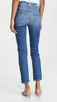 PAIGE Sarah Slim Jeans | Shopbop Fitted Cropped Jeans In Medium Wash, Ripped Fitted Cropped Jeans For Fall, Fitted Straight Cropped Jeans With Frayed Hem, Fitted Cropped Jeans With Frayed Hem And Straight Cut, Fall Ripped Fitted Cropped Jeans, Fall Fitted Ripped Cropped Jeans, Fitted Jeans With Frayed Hem, Fitted Cropped Jeans In Denim Blue With Straight Hem, Medium Wash Fitted Straight Cropped Jeans