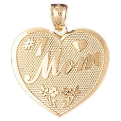 Number 1 Mom Heart Charm Pendant 14k Gold Valentine's Day Nameplate Jewelry With Hallmark, Valentine's Day 14k Gold Jewelry With Hallmark, Yellow Gold Heart Pendant Jewelry For Mother's Day, Valentine's Day 14k Gold Engraved Jewelry, Personalized Gold Jewelry For Special Day, Valentine's Day Engraved 14k Gold Jewelry, Stamped 14k Heart Cut Jewelry For Mother's Day, Engraved 14k Gold Jewelry For Valentine's Day, 14k Gold Heart-shaped Jewelry Gift For Mom