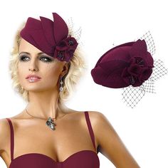 A131 Ladies Vintage Style Felt Wool Fascinator Cocktail Cheltenham Fesitval Hat